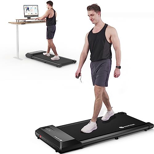 DeerRun Walking Pad, Under Desk Treadmill 2 in1, Mini Treadmill with Remote Control, Walking Pad Treadmill Under Desk, Treadmills for Home Office Under Desk, Installation-Free - Black
