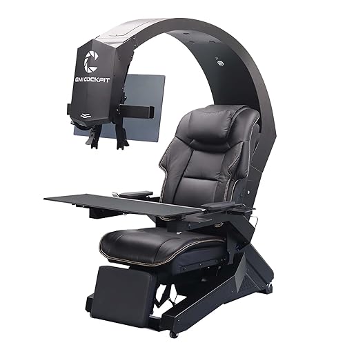 GIMI COCKPIT IW-320 Zero Gravity Computer Gaming Chair Reclining Workstation(5-Monitor Brackets, Leather Seat, Black)