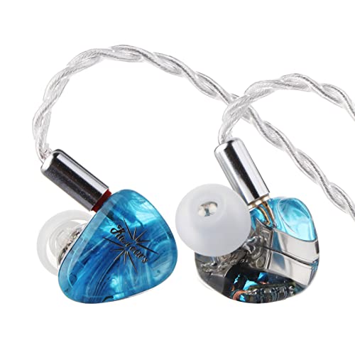 Linsoul Kiwi Ears Orchestra Lite Performance Custom 8BA in-Ear Monitor IEM with Detachable 4-core 7N Oxygen-Free Copper OFC Cable, Handcrafts Faceplate for Audiophile Studio Musician (Blue) - Orchestra Lite - Blue