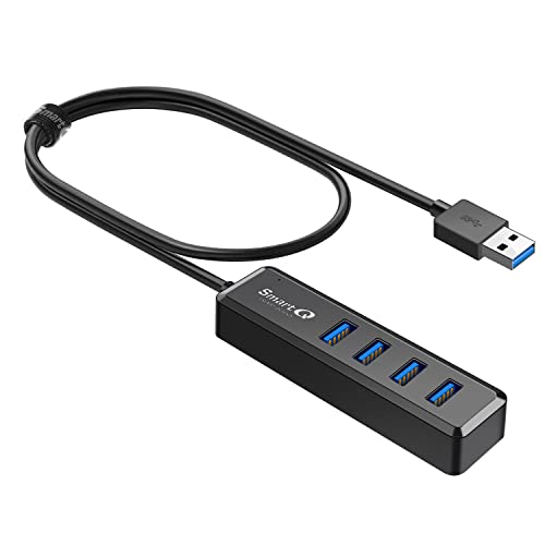 SmartQ H302S USB 3.0 Hub for Laptop with 2ft Long Cable, Multi USB Port Expander, Fast Data Transfer USB Splitter for Laptop, Compatible with Windows PC, Mac, Printer, Mobile HDD - Slim USB 3.0 - 2 ft