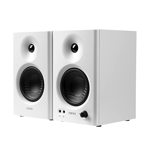 Edifier MR4 Powered Studio Monitor Speakers, 4" Active Near-Field Monitor Speaker - White (Pair) - White - mr4
