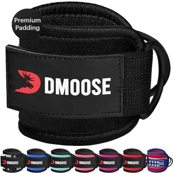 DMoose Ankle Strap for Cable Machine - One Size Fit with Premium Padding, Workout Kickback Ankle Cuffs, Ankle Bands for Working Out, Booty Workouts, Leg Extension, Hip Abductors & Lower Body Exercises
