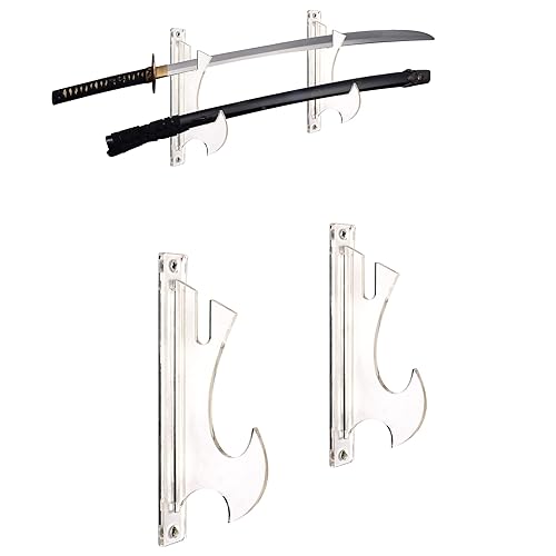 WANLIAN Sword Stand Wall Mount, Samurai Sword Holder, Sword Holder, Katana Sword Display Stand 2-Tier (Clear) - Claer