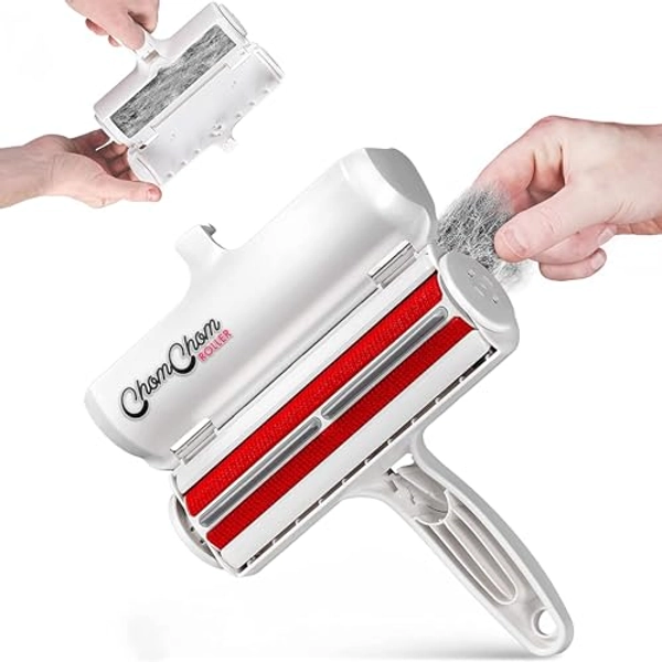Chom Chom Roller Pet Hair Remover and Reusable Lint Roller - ChomChom Cat and Dog Hair Remover for Furniture, Couch, Carpet, Clothing and Bedding - Portable, Multi-Surface Fur Removal Tool