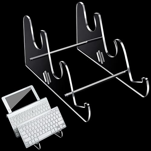 Acrylic Keyboard Display Stand Holder Mechanical Computer Keyboard Stand Shelf for Desk Transparent Acrylic Stand 3 Tier Keyboards Storage Holder Tray for Computer Tablet Picture Frame (1 Pcs) - 1