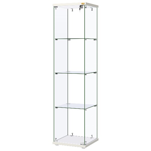 VIVOHOME 4 Layers 15.7''W x 15.7''D x 62.6''H Glass Countertop Display Showcase Cabinet Bookcase with Lock, 5mm Tempered Glass 25mm MDF Base - 62.6”H x 15.7”W
