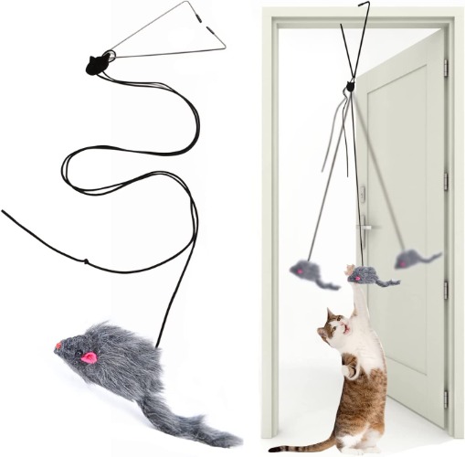 Kalimdor Interactive Cat Feather Toys,Retractable Cat Teaser Toy ，Hanging Interactive cat Toys for Indoor Cats Kitten Play Chase Exercise, Kitten Fun Mental Physical Exercise Kitten Toys (1 Pack) - 1 pack