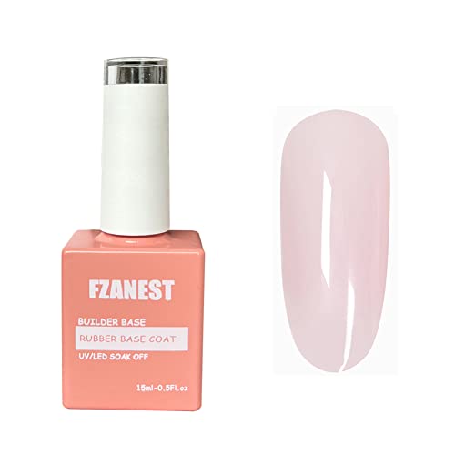 FZANEST Natural Nude Builder Gel For Nails,15ml Builder Base Jelly Color Gel Nail Polish In A Bottle,Rubber Base Coat Gel Polish,Brush On Builder Extension Gel Soak Off French Manicure - Cover Nude