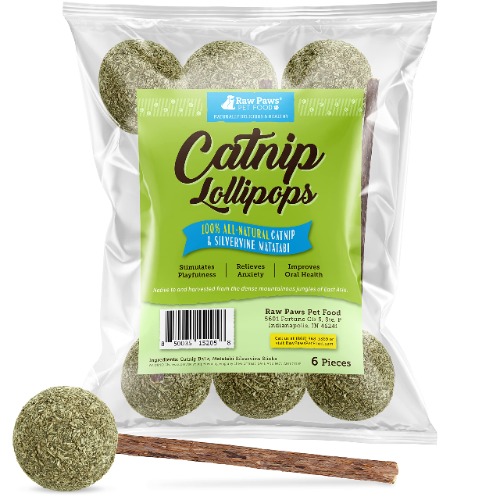 Raw Paws Natural Catnip Lollipops, 6-ct, Cat Toys for Indoor Cats, Interactive cat Toy, Catnip Toys, Silvervine Cat Toy, Silvervine for Cats, Cat Kicker Toy, Catnip Ball, Cat Ball Toy, Cat Nip Ball