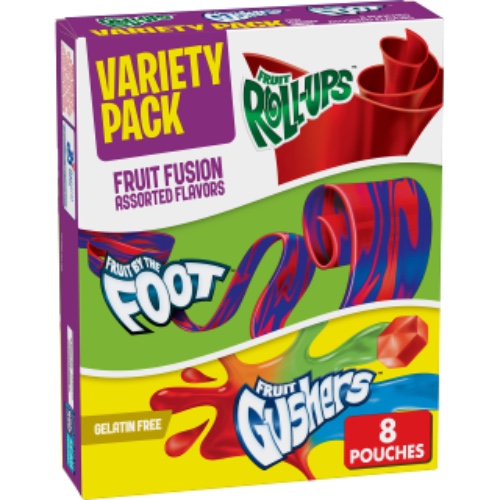 Fruit Snacks Variety Pack, Fruit Roll-Ups, Fruit by the Foot, Gushers, 8 Count - 5.10 Ounce (Pack of 1)