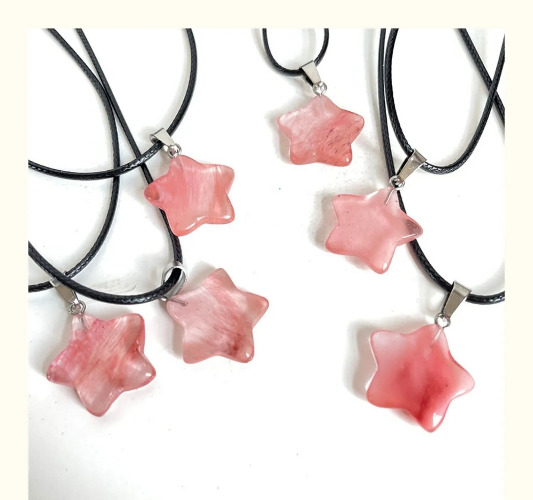 90's / Y2K Natural Stone Star Pendant Necklace Jewelry Gift - 1pc  pink