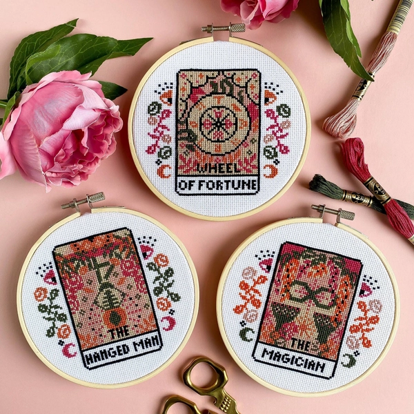 The Tarot Card Bundle Part 4 - Modern Cross Stitch Kit - Moon Stars Celestial Gothic Cross Stitch Pattern - Learn Cross Stitch Embroidery