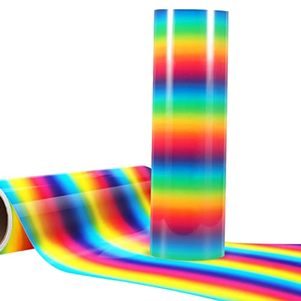 WRAPXPERT Rainbow HTV Heat Transfer Vinyl Roll,12"x6ft Iron on Vinyl for Tshirt,Easy to Weed PU Vinyl Heat,Compatible with All Cutting Machines