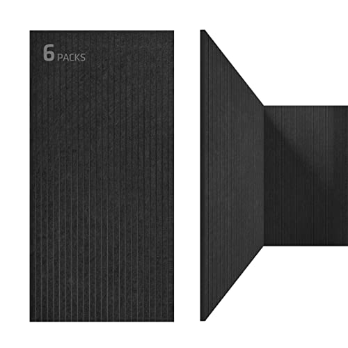 UMIACOUSTICS 6 Packs Acoustic Panel,48 x 24 x 0.4 Inches Sound Proof Panels,Decorative Sound Absorbing Wall Panels Equidistant Slot for Room,Home Theater,Studio - Black