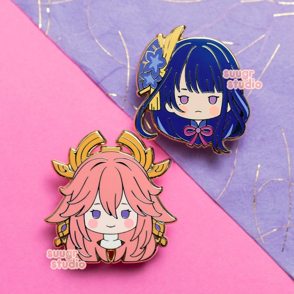 Genshin Impact Raiden Shogun Baal & Yae Miko Hard Enamel Pin