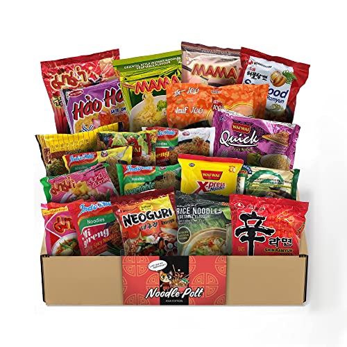 NASCHMASCHINE | Asia Instant Nudeln Box | 20 verschiedene Sorten von MAMA, Indomie | Asia Ramen Udon aus Rind, Schwein, Shrimps, Huhn, Gemüse Geschmack - 20-teiliges Set
