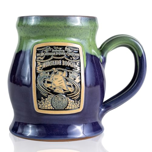 Bones Coffee Company Mudslide Boogie Handthrown Mug | Plum Finish with Kiwi Glaze Coffee Mug| 14 oz Ceramic Coffee Mug - Mudslide Boogie