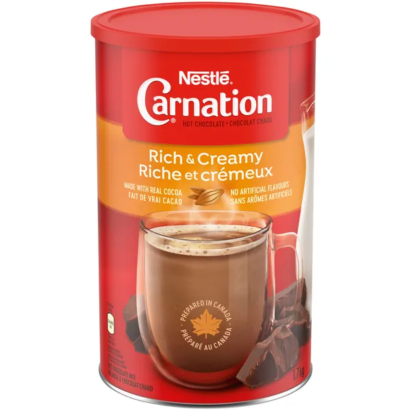 CARNATION Nestle Rich and Creamy Hot Chocolate, 1.7kg/3.7lbs, Canister, Imported from Canada} - Canister Rich and Creamy 1.7 kg (Pack of 1)