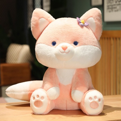 Pastel Flower Fox Plushies (3 Colors, 3 Sizes) - 19″ / 50cm / Pink