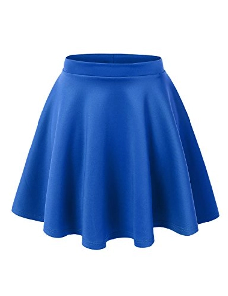 Made By Johnny Women's Basic Versatile Stretchy Flared Casual Mini Skater Skirt XS-3XL Plus Size - Small - Wb211_royal_brite