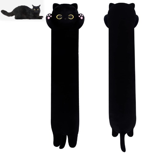 Long Cat Plush Long Plush Body Toy, Small and Cute Long Cat Stuffed Animals Soft Long Cat Plushie, Black Cat Plush Kawaii Cartoon Stuffed Cat Toys for Kids Birthday Christmas Valentines Day Gifts