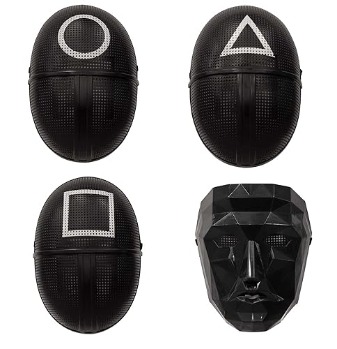 Boland - Maske - Dreieck, Quadrat, Kreis oder Anführer, 4 Motive zur Auswahl, Soldat - Wächter, Spieler, Gesichts-Maske, koreanische Spiel-Maske, Game, Kostüm, Karneval, Mottoparty - Square