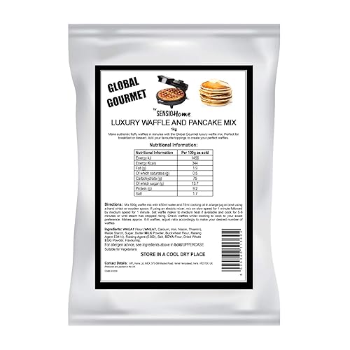Global Gourmet Luxury Belgian Style Waffle & Pancake Mix 1KG – for Belgian & Liege Waffles Quick & Delicious Value Size - 1 kg (Pack of 1)
