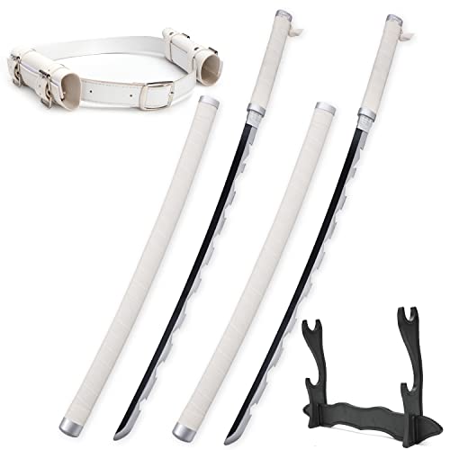 Cold Blade Carbon Steel Demon Slayer Sword, 40 Inches Metal&Plastic Anime Samurai Katana with Belt and Stand, Nichirin Sword - Two Inosuke‘s Sword