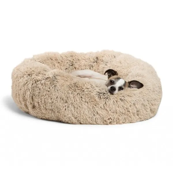 Best Friends by Sheri The Original Calming Donut Cat and Dog Bed in Shag or Lux Fur, Machine Washable, High Bolster, Multiple Sizes S-XL
