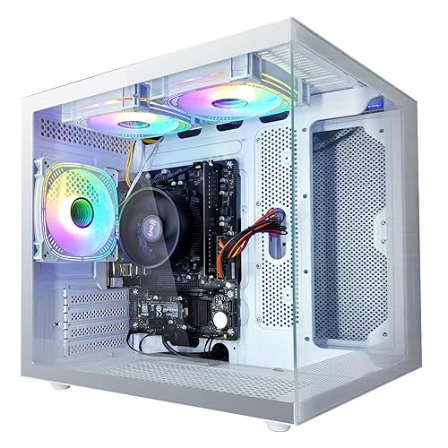 suevery Gaming PC AMD Ryzen5 5600G 6Cores 3.9GHz UP to 4.40 GHz Processor, 16GB DDR4 RAM, 1Tb NVMe SSD, AMD Radeon Vega7 Graphics 600W Home WI-FI Gaming Desktop Computer White - R5 5600G | 16G | 1TB - White