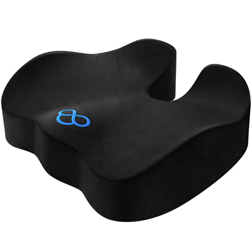 BlissTrends Seat Cushion,Thick Memory Foam Cushions for Pressure Relief, Tailbone Pain, Sciatica & Back Pain Relief for Office Chairs (Black) - Black - 4.76 Inches