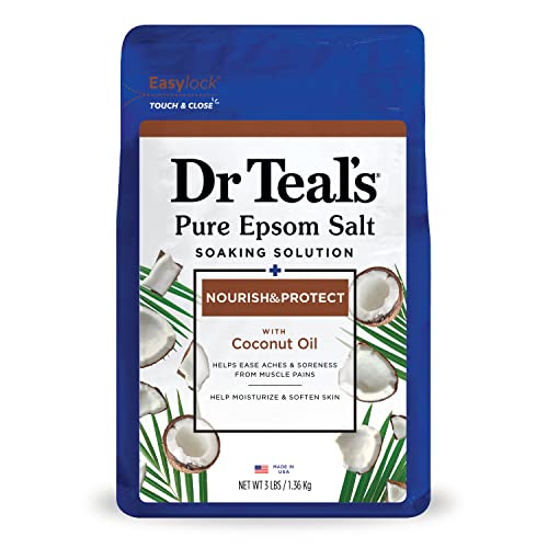 Dr Teal's Pure Epsom Salt Soak, Nourish & Protect with Coconut Oil, 3 lbs (Packaging May Vary) - 3 Pound (Pack of 1)
