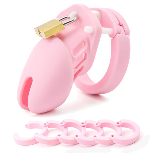 RZY Silicone Cock Cage Chastity Cage Chastity Device for Male Penis Exercise (Pink) - Pink