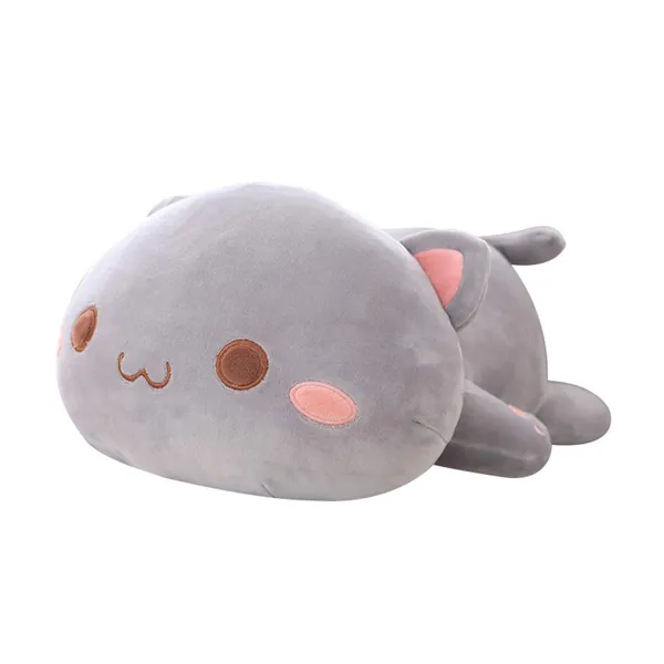 Mjuk leksak fluffig mjuk leksak Kawaii katt, 65 cm Kawaii mjukisdjur katter kudde kattunge katt djur docka katt mjuk leksak katt djur docka plyschkudde leksak gåva fylld för barn, grå