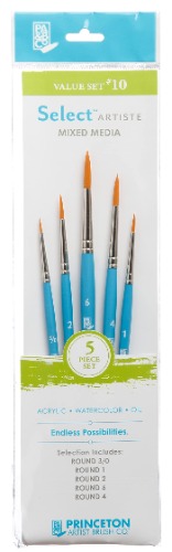 Princeton Select Artiste, Series 3750, Paint Brush for Acrylic, Watercolor and Oil, Set of 5