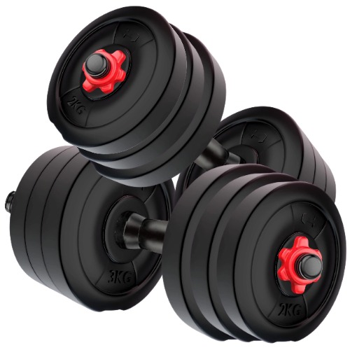 20 Kg PVC Dumbbells Set - 20 Kg (2 Kg x 4 + 3 Kg x 4) - Black