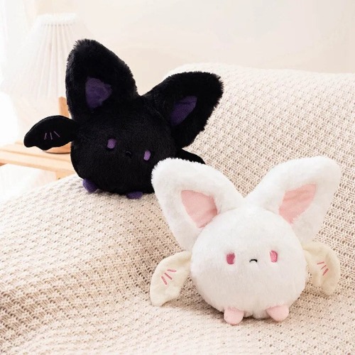 20cm Halloween Kawaii Bat Plushie in Black or White - Black / 20cm