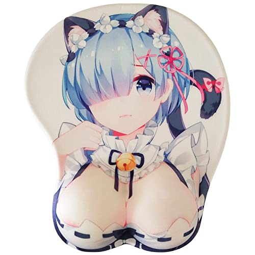 Kawaii Sexy Anime Mouse Pad 3D Gaming Mouse Pads Cute Gel Mouse Pad with Wrist Support Light Blue
