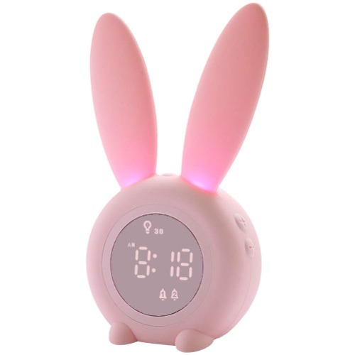 Kids Alarm Clock for Kids, Children's Alarm Clocks for Girls Boys Bedroom, Night Light for Kids, 5 Ringtones, Touch Control and Snoozing Rechargeable Kid Alarm Clocks - Pink