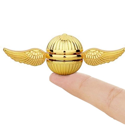 Gold Fidget Spinner Magic Orb Anxiety Toys Stress Relief Reducer Spin Fidgets Hand Bearing Tri Spinner Finger Spinners Toy Focus Fidgeting Restless Novelty Gift for Adults Kids - Gold