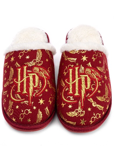 Harry Potter Slippers Womens Ladies Slim Fit Fluffy Red House Shoes - 7.5-8.5