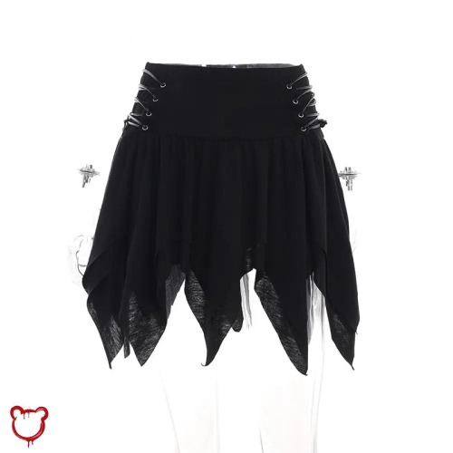 Black Grunge Mini Skirt - black / L