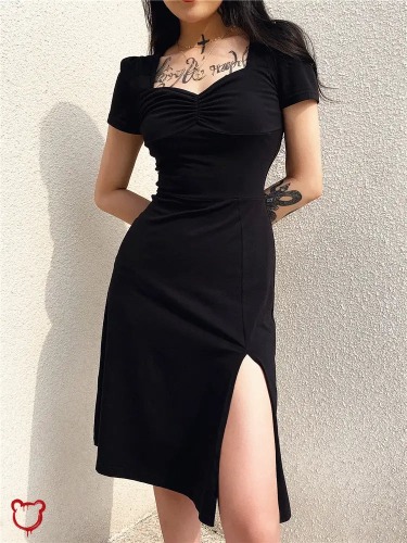 Black Gothic Midi Dress