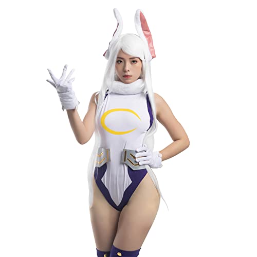 Nuoqi Miruko Cosplay MHA Rabbit Hero Mirko Cosplay Bunny Costume Bodysuit Bunny Hero Suit S/M - Small-Medium