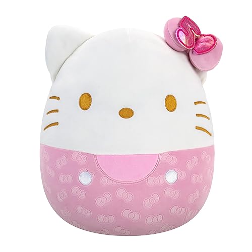 Squishmallows Original Sanrio 14-Inch 50th Anniversary Pink Embossed Hello Kitty – Official Jazwares Plush (Large) - 50th Anniversary Hello Kitty