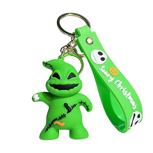 feimeng jewelry Jack and Sally Keychain Cartoon Character Wristlet Key Chain Ring Keys Holder Scary Christmas Gift For Fans - Oogie Boogie a