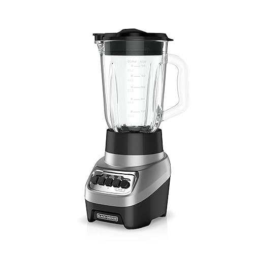 BLACK+DECKER PowerCrush Countertop Blender, 6-Cup Glass Jar, For Smoothies and More, Stainless Steel Blade, 4 Speed Settings to Puree, Crush Ice, Chop, Dice, and Pulse, Dishwasher Safe, 700W Motor - Countertop Blenders