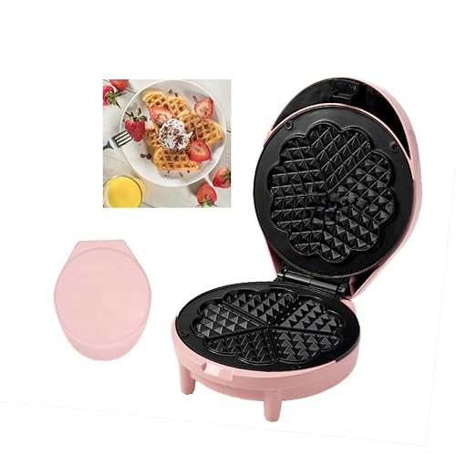 Waffle Maker 7“ Non-Stick Waffler Iron Stuffler Stuffed Wafflera 700W Adjustable Browning Control, Electric Baker Makes Thick, Fluffy Waffles, Kitchen Essential for Breakfast, Pink - Pink 7" heart
