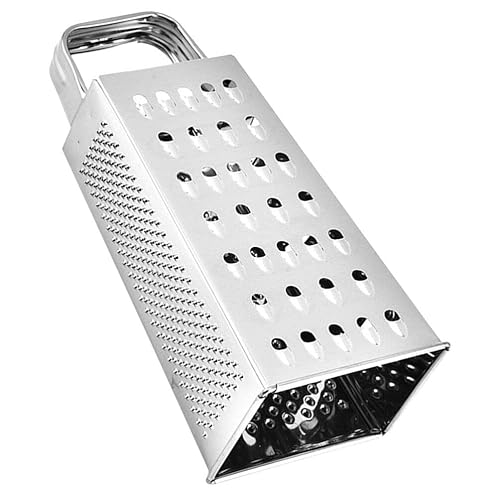1pc Stainless Steel Vegetable Grater Portable Metal Grater 4-Sided Cheese Grater with Handle for Kitchen Restaurant