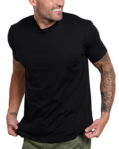 INTO THE AM Mens T Shirt - Short Sleeve Crew Neck Soft Fitted Tees S - 4XL Fresh Classic Tshirts - X-Large - Black